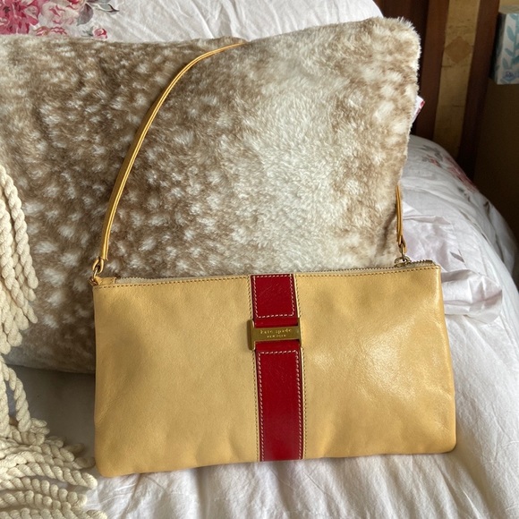 Vintage Beige & Red Kate Spade Zipper Clutch - Picture 7 of 14
